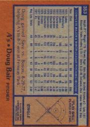 1978 Topps #353 Doug Bair RC back image