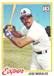 1978 Topps #374A Jose Morales/Red stitching