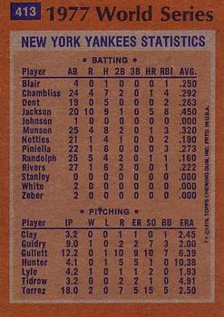 1978 Topps #413 World Series/Reggie Jackson back image