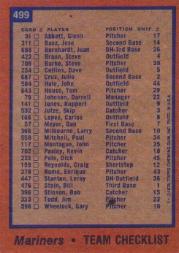 1978 Topps #499 Seattle Mariners CL back image