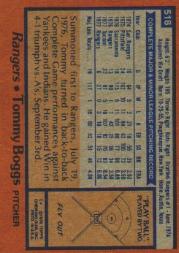 1978 Topps #518 Tommy Boggs DP back image