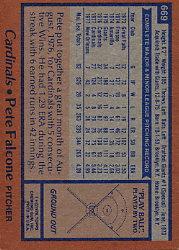 1978 Topps #669 Pete Falcone back image