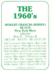 1978 TCMA 60'S I #19 Bobby Klaus back image