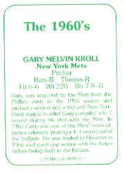 1978 TCMA 60'S I #27B Gary Kroll back image