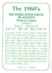 1978 TCMA 60'S I #94 Dick McAuliffe back image