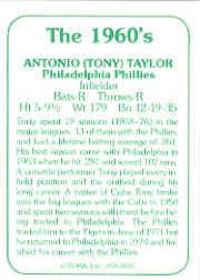 1978 TCMA 60'S I #133 Tony Taylor back image