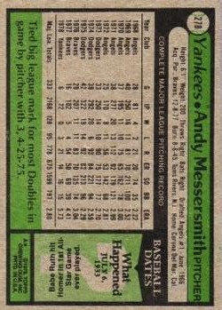 1979 Topps #278 Andy Messersmith back image
