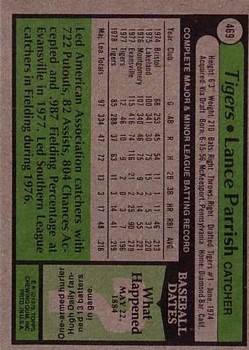 1979 Topps #469 Lance Parrish back image