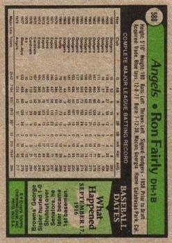 1979 Topps #580 Ron Fairly back image