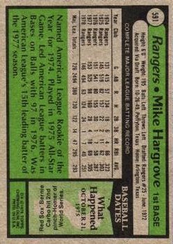 1979 Topps #591 Mike Hargrove back image