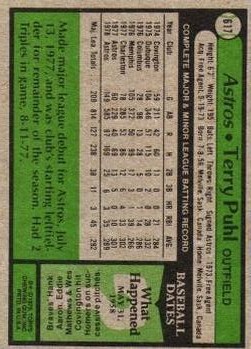 1979 Topps #617 Terry Puhl back image