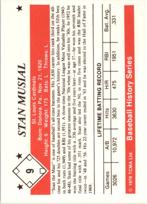 1979 TCMA 50'S #9 Stan Musial back image