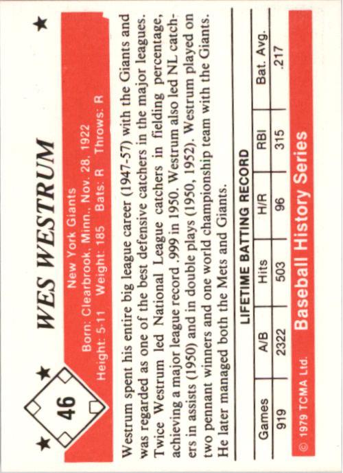 1979 TCMA 50'S #46 Wes Westrum back image