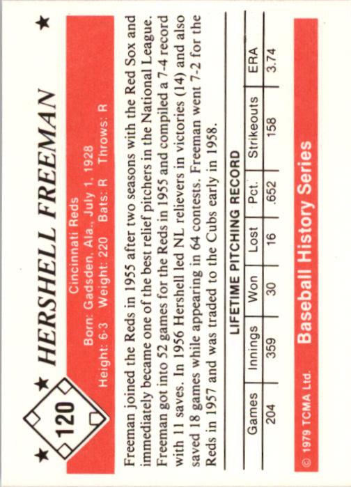 1979 TCMA 50'S #120 Hershell Freeman back image
