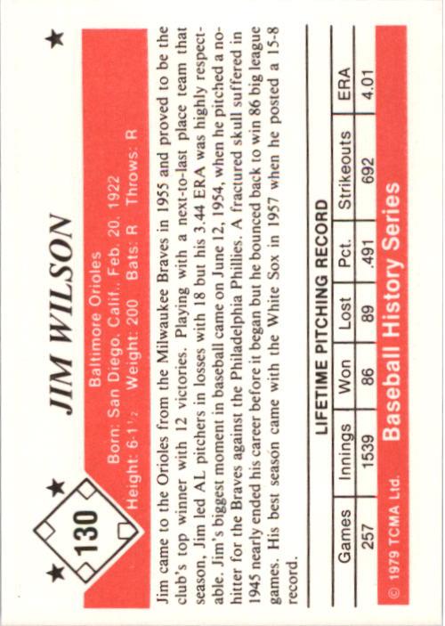 1979 TCMA 50'S #130 Jim Wilson back image