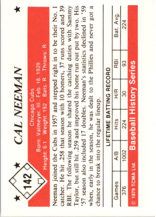 1979 TCMA 50'S #142 Cal Neeman back image