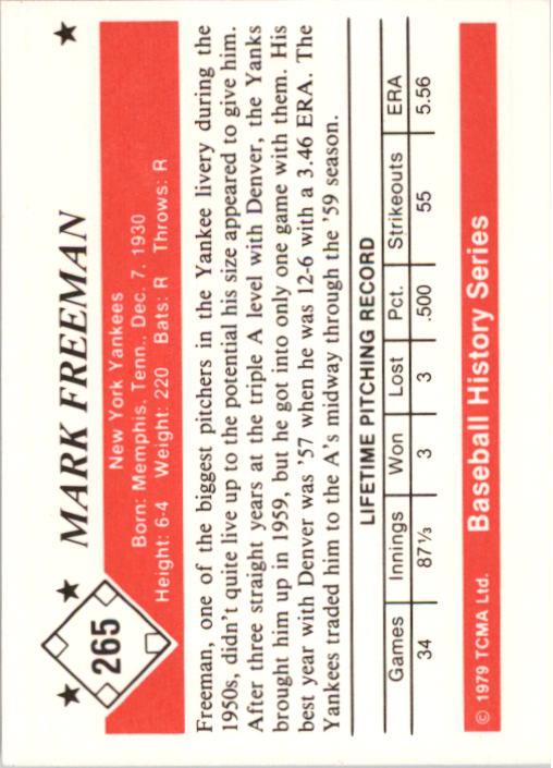 1979 TCMA 50'S #265 Mark Freeman back image