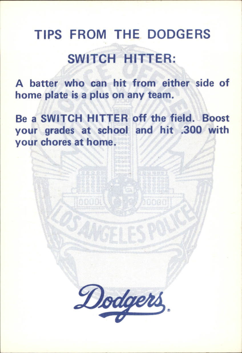 1980 Dodgers Police #8 Reggie Smith back image