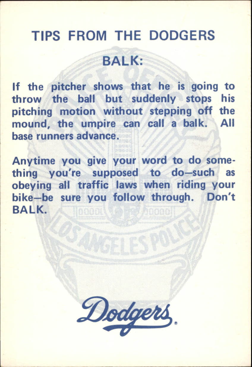 1981 Dodgers Police #12 Dusty Baker - VG - Diamonds in the Rough