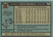 1980 Phillies Burger King #10 Garry Maddox back image