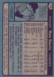 1980 Topps #179 Ron Davis RC back image