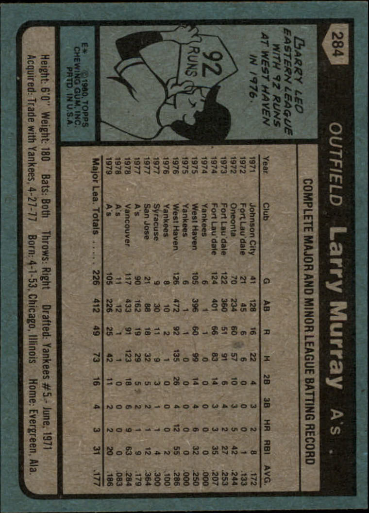 1980 Topps #284 Larry Murray DP RC back image