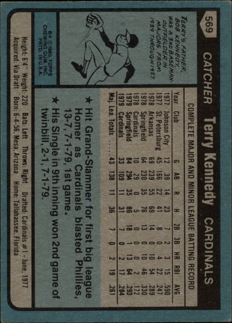 1980 Topps #569 Terry Kennedy back image