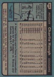 1980 Topps #644 Charlie Hough back image