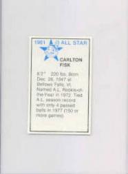 1981 All-Star Game Program Inserts #40 Carlton Fisk back image