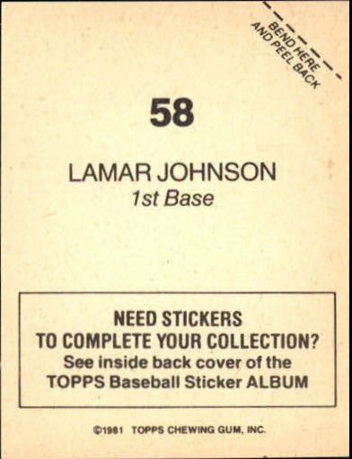 1981 Topps Stickers #58 Lamar Johnson back image