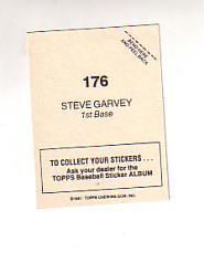 1981 Topps Stickers #176 Steve Garvey back image