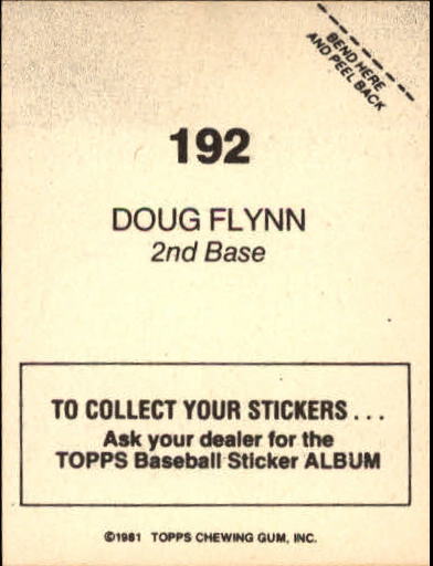 1981 Topps Stickers #192 Doug Flynn back image