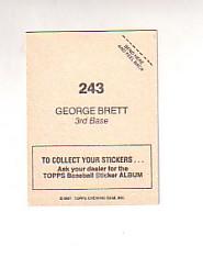 1981 Topps Stickers #243 George Brett FOIL back image