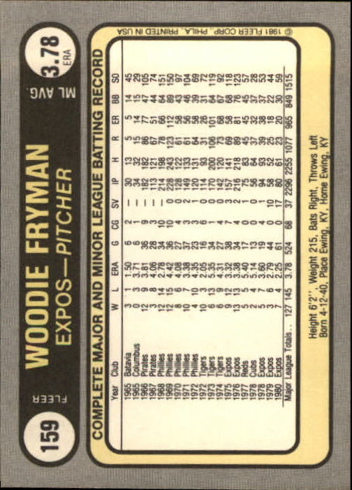 Tarjeta de béisbol Fleer 1981 #1-234 - elige tu tarjeta - Imagen 313 de 466