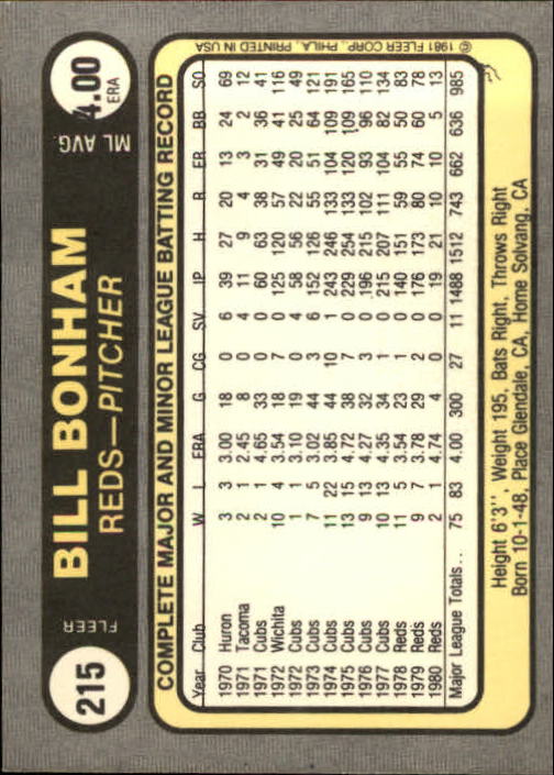 Tarjeta de béisbol Fleer 1981 #1-234 - elige tu tarjeta - Imagen 426 de 466