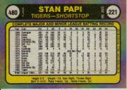 1981 Fleer #480B Stan Papi P2/Front as Shortstop back image