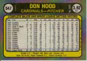 1981 Fleer #547B Don Hood P2 COR back image