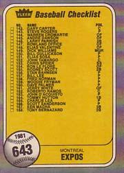 1981 Fleer Baseball "Main Set" Base Cards #441 to #660 - Picture 415 of 459