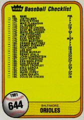 1981 Fleer #644B CL: Reds/Orioles P2/202 is Foster Slugger/Joe Nolan pitcher/should be catcher