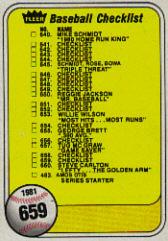 1981 Fleer Baseball "Main Set" Base Cards #441 to #660 - Picture 454 of 459