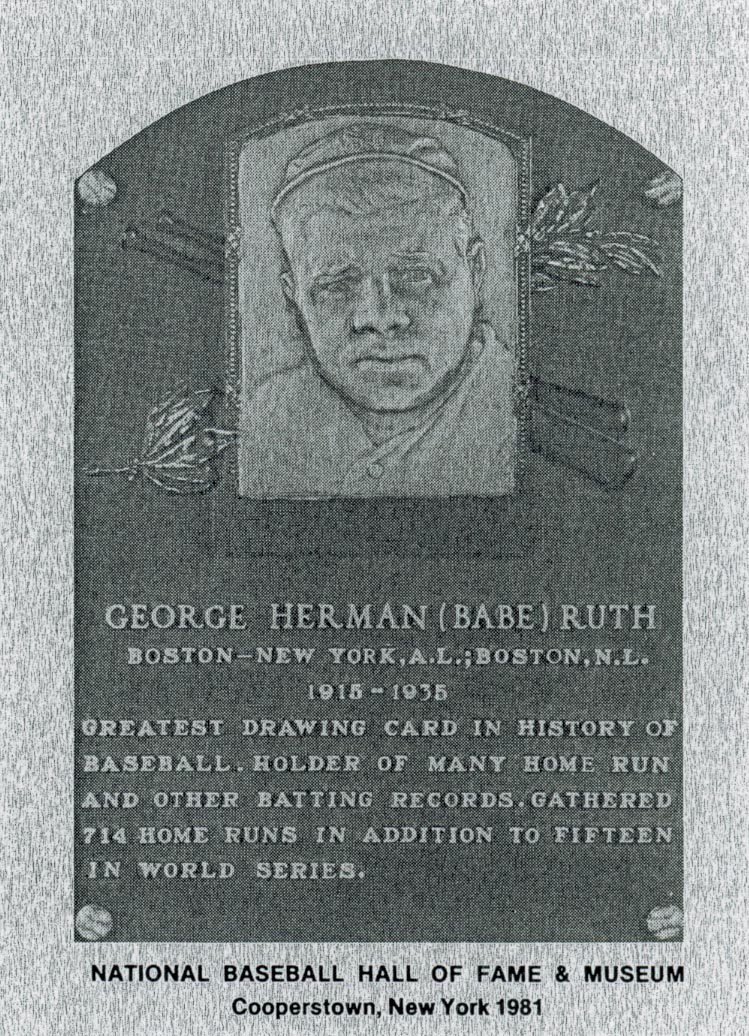 1981-89 Hall of Fame Plaque Metal #7 Babe Ruth