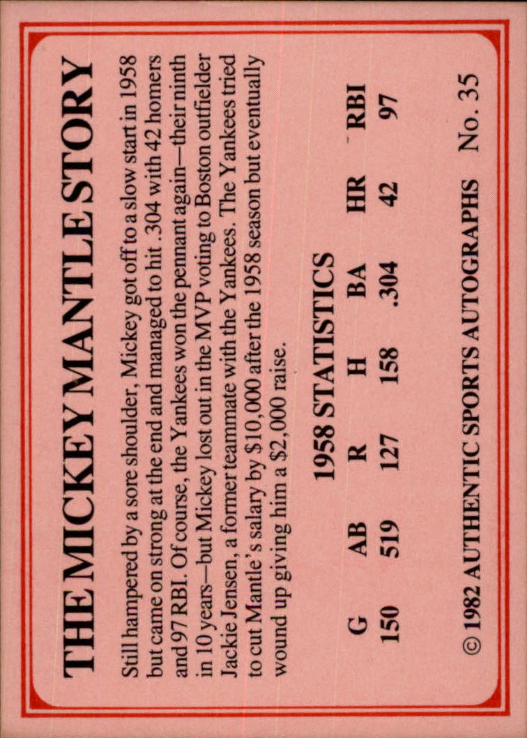 1982 ASA Mickey Mantle #35 Mickey Mantle/Brooks Robinson 1957 back image