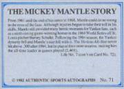 1982 ASA Mickey Mantle #71 Mickey Mantle/The Mantle Swing back image