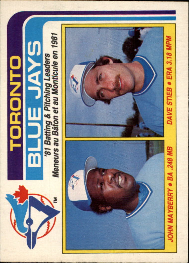 1982 O-Pee-Chee #53 Blue Jays Leaders/John Mayberry/Dave Stieb/(Tea