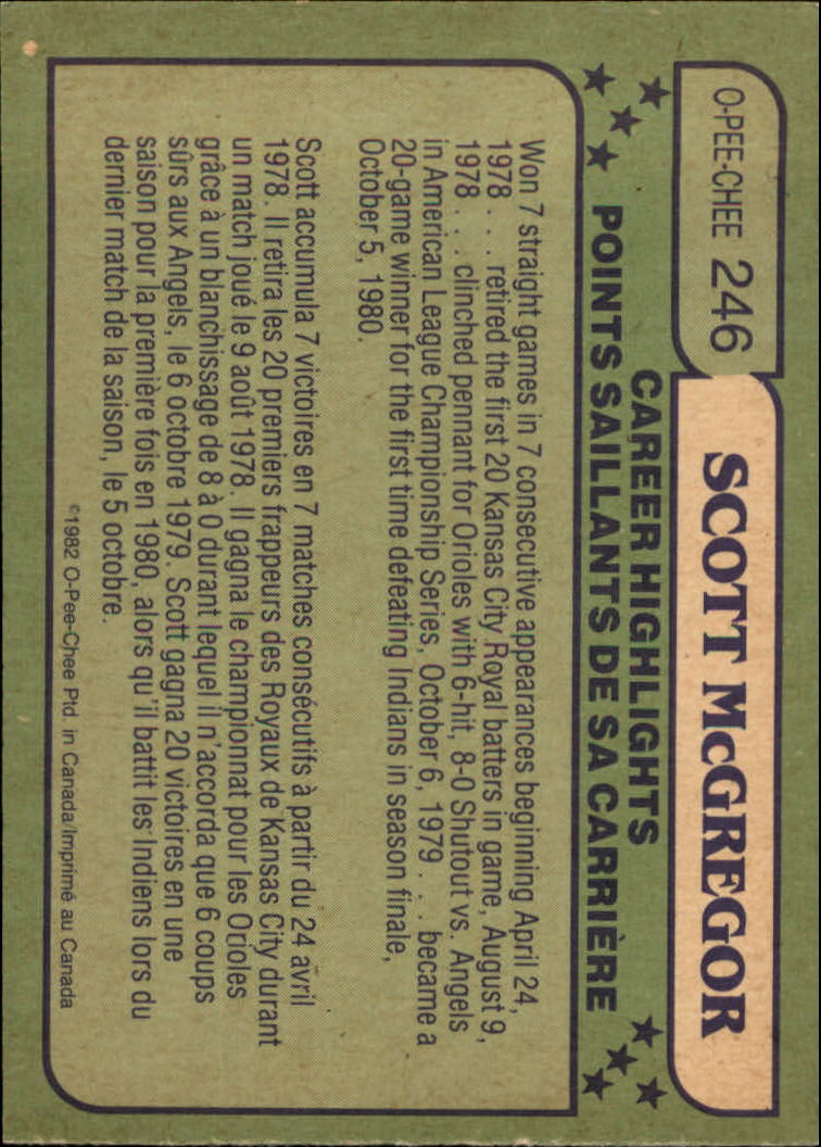 1982 O-Pee-Chee #246 Scott McGregor AS back image