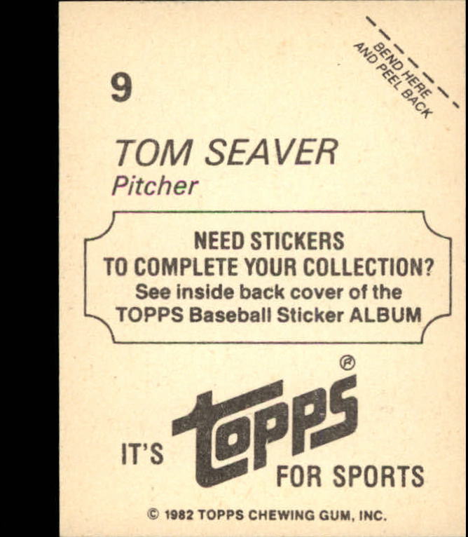 1982 Topps Stickers #9 Tom Seaver LL back image