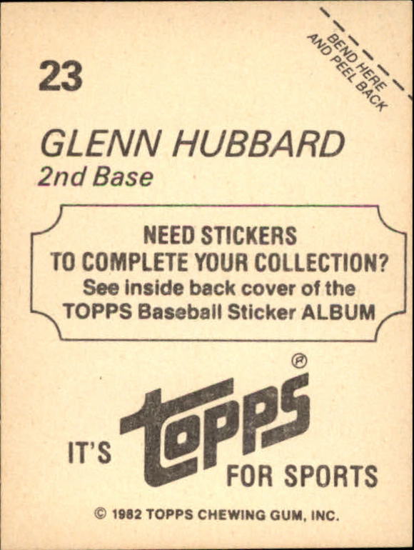 1982 Topps Stickers #23 Glenn Hubbard back image
