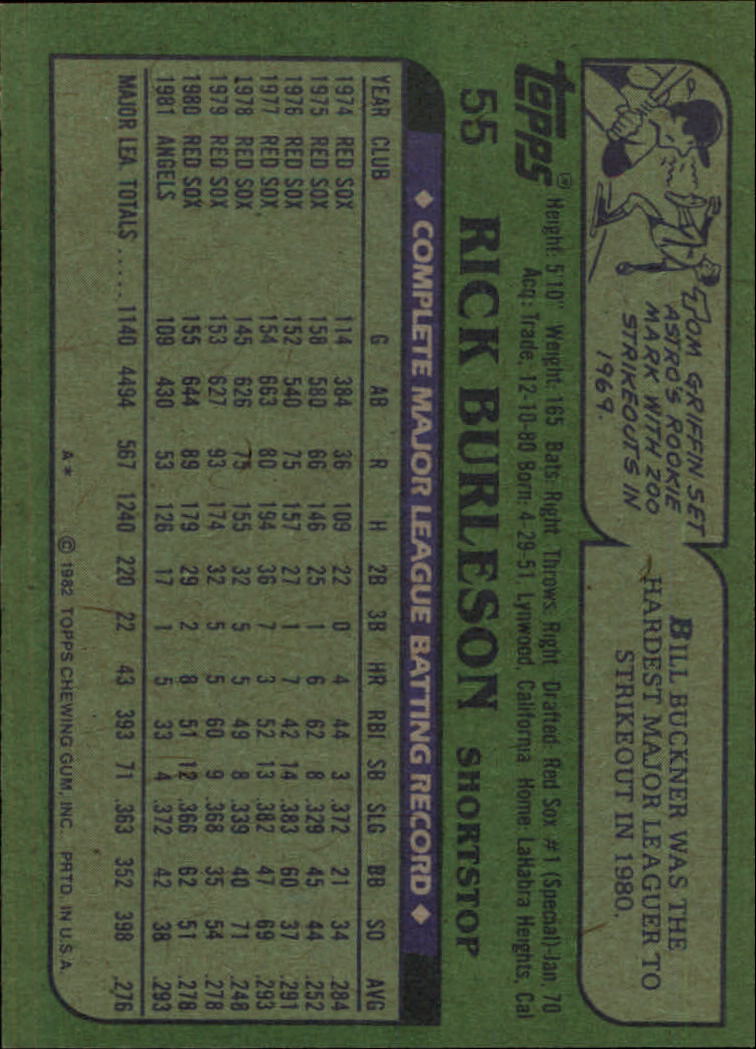 1982 Topps #55 Rick Burleson back image