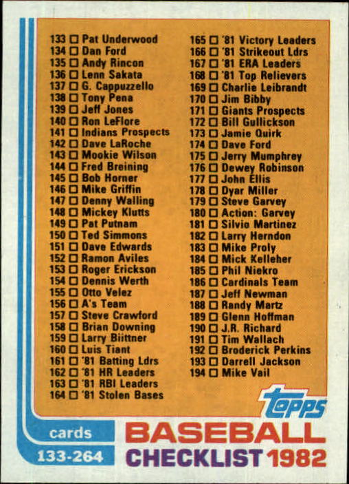 A7906- 1982 Topps Baseball Cards 201-300 +Rookies -You Pick- 15+ FREE US SHIP