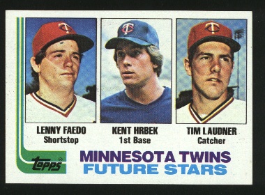 1982 Topps #766 Lenny Faedo RC/Kent Hrbek RC/Tim Laudner RC